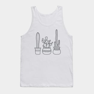 Cacti in pots illustration - black Tank Top